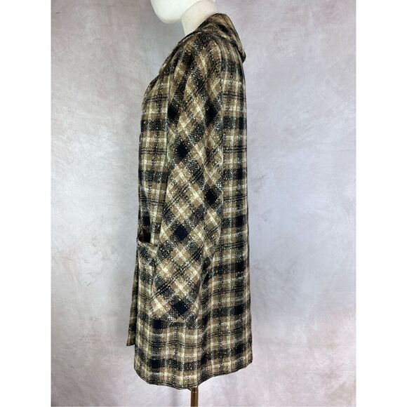 Vintage 1950s Plaid Wool Outer Coat Mod MCM Mad Men - Picture 3 of 10